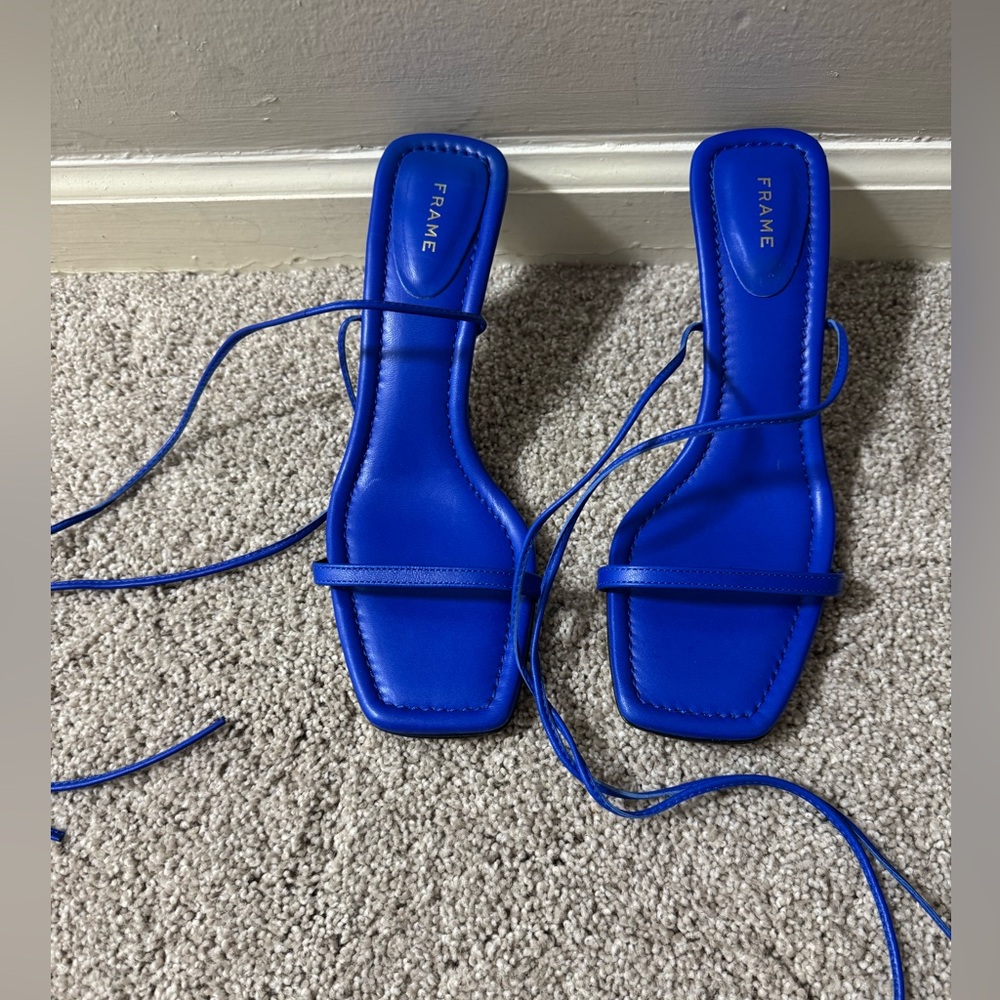 Frame Electric Blue Strappy Heels